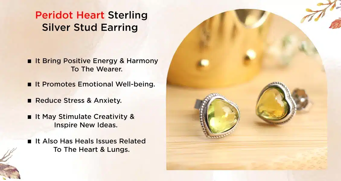 Shop Peridot Heart Sterling Silver 925 Stud Earrings