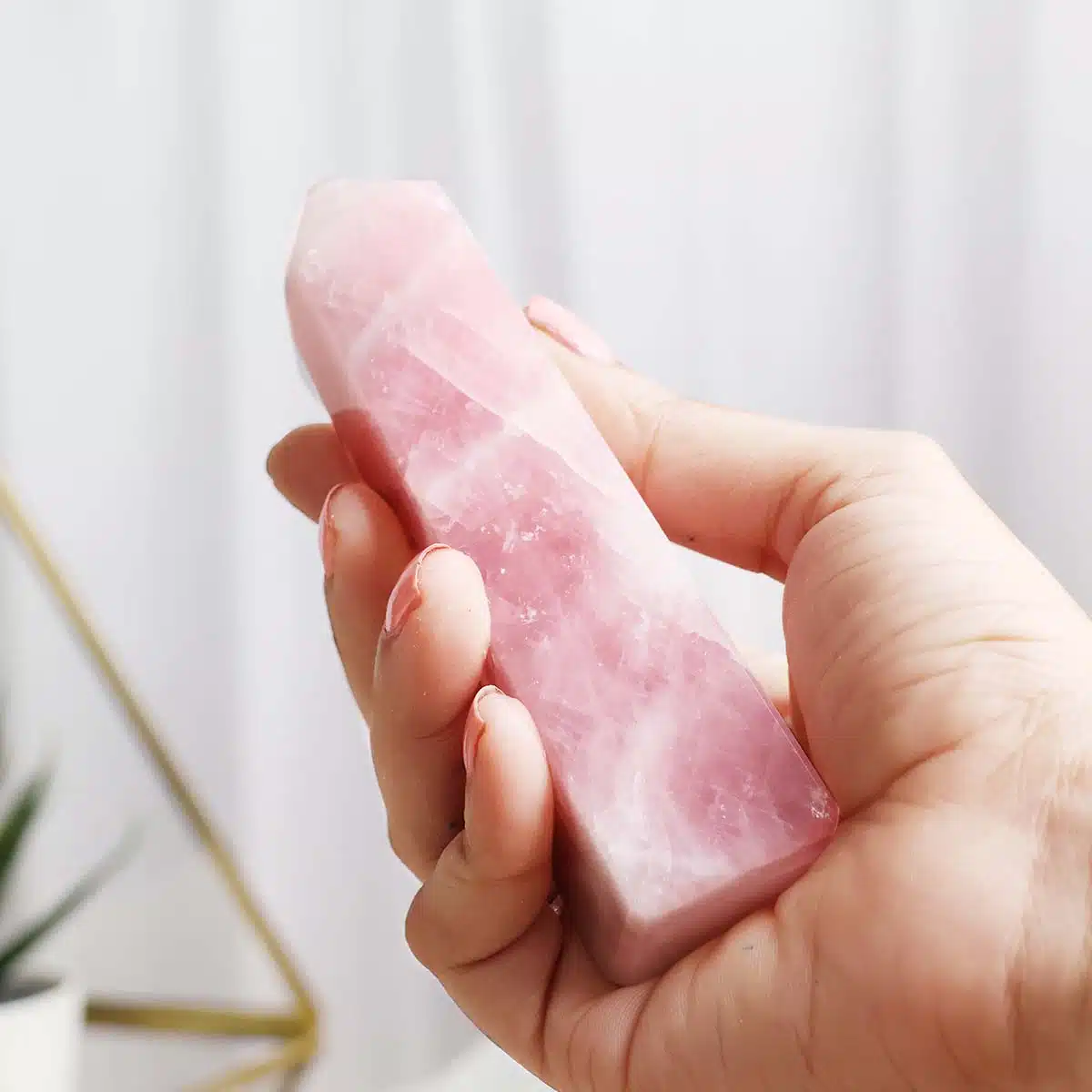 Shubhanjali-Rose Quartz Tower Point Natural Rose Quartz Crystal Tower Point