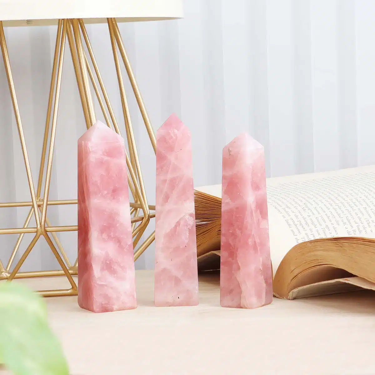 Shubhanjali-Rose Quartz Tower Point_2 Natural Rose Quartz Crystal Tower Point