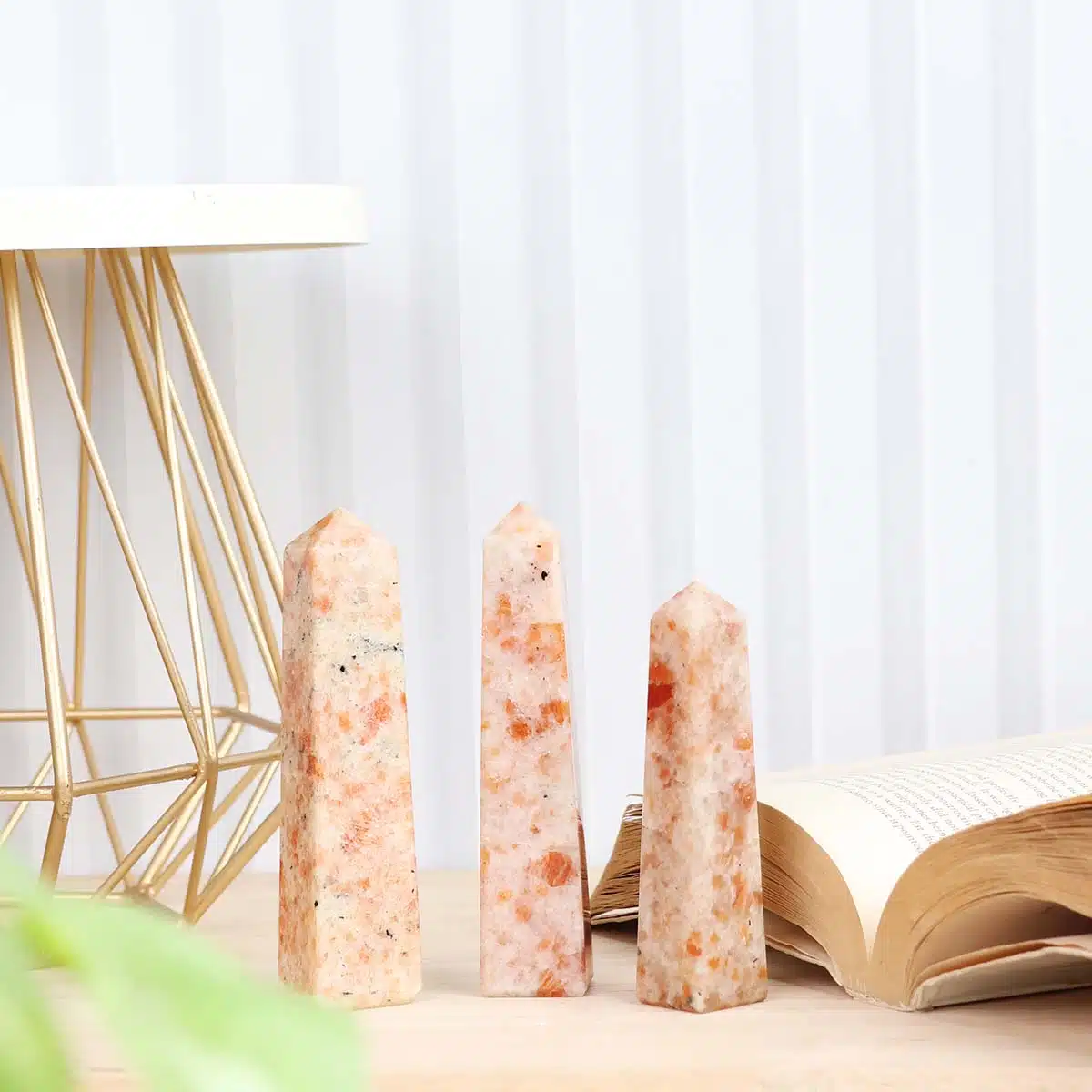 Shubhanjali-Sunstone Tower Point_2 Natural Sunstone Crystal Tower Point