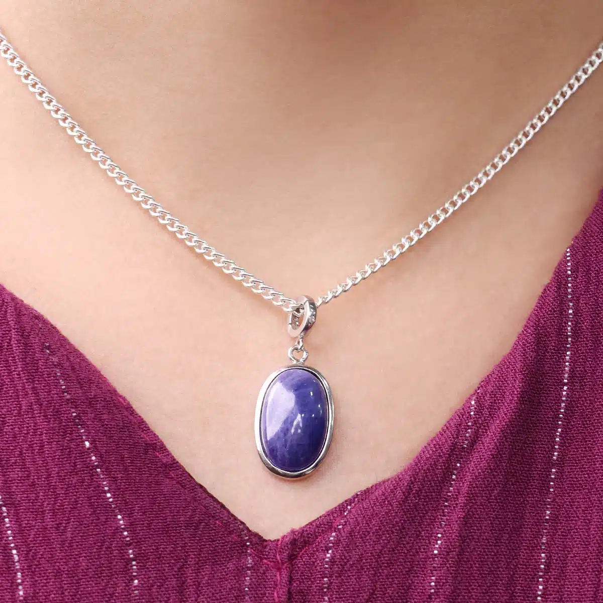 Shubhanjali-Tanzanite Oval Sterling Silver 925 Pendant_1 Shop Tanzanite Oval Sterling Silver 925 Pendant