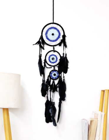 Three Evil Eye Dream Catcher Black