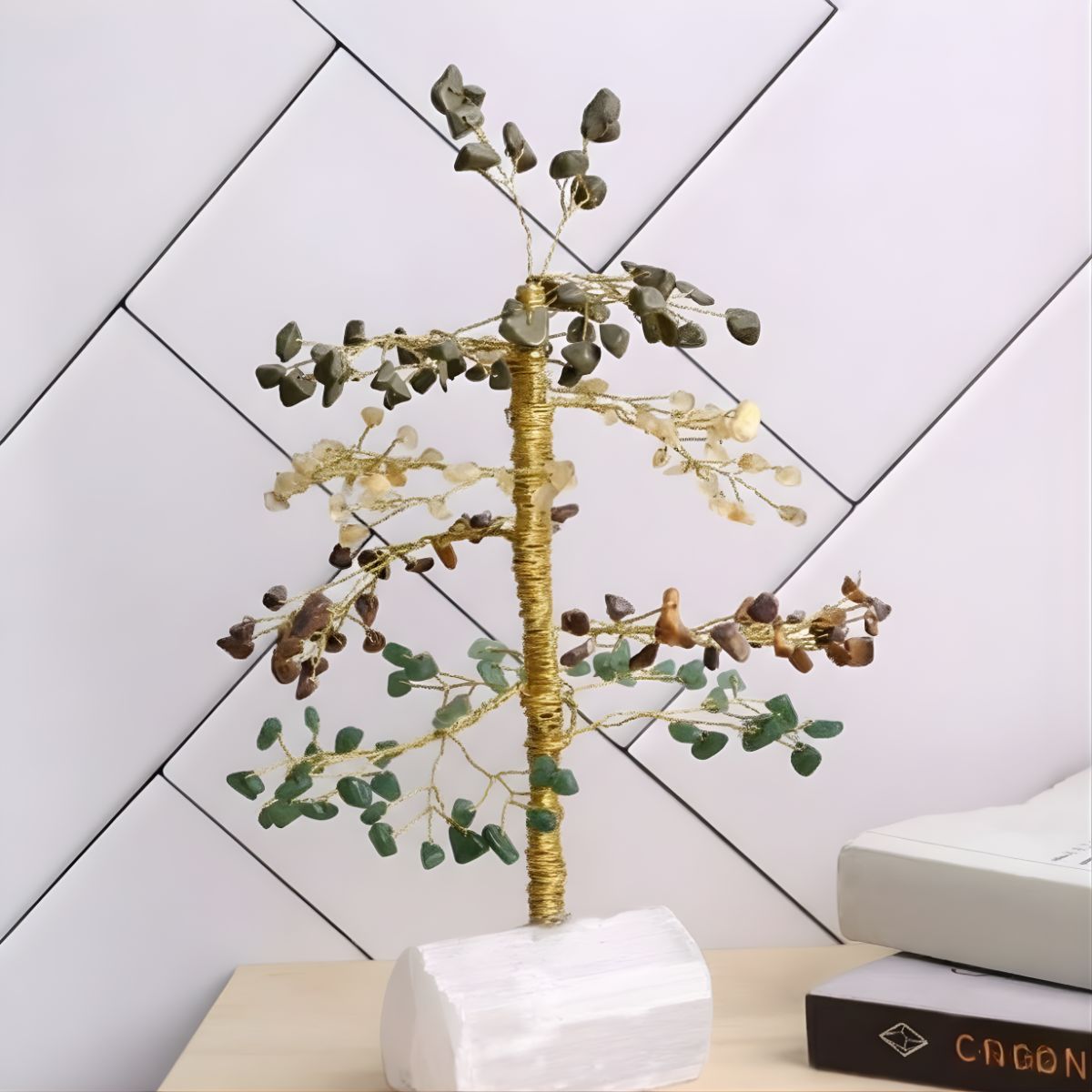 Wealth Chips Tree With Selenite Raw Root (1)