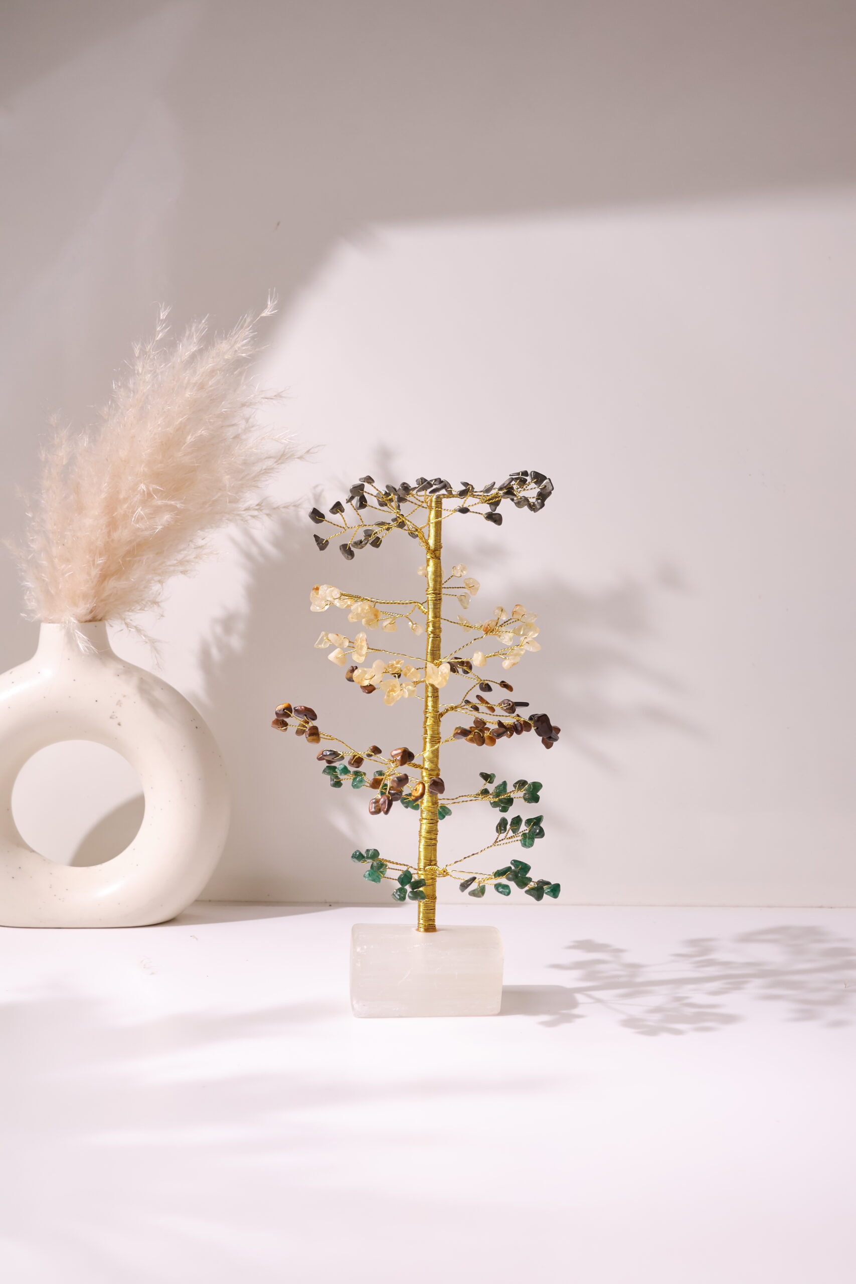 Wealth Chips Tree With Selenite Raw Root (5)