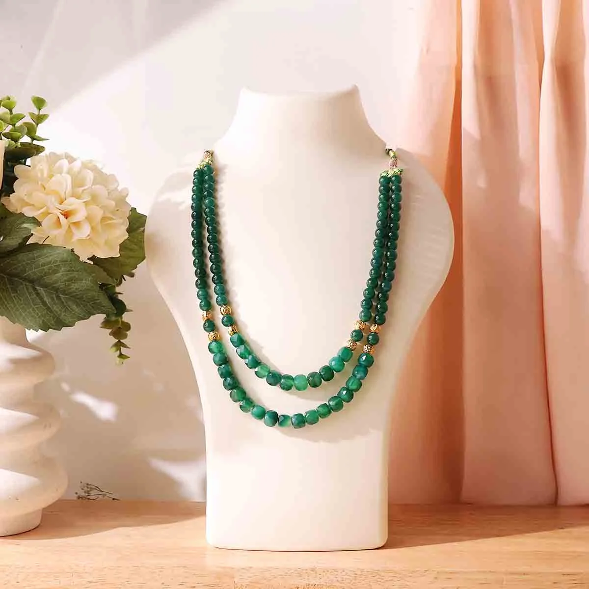 Green Jade Double Layer Necklace (1)