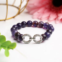 Amethyst Faceted Beads Infinity Charm Bracelet