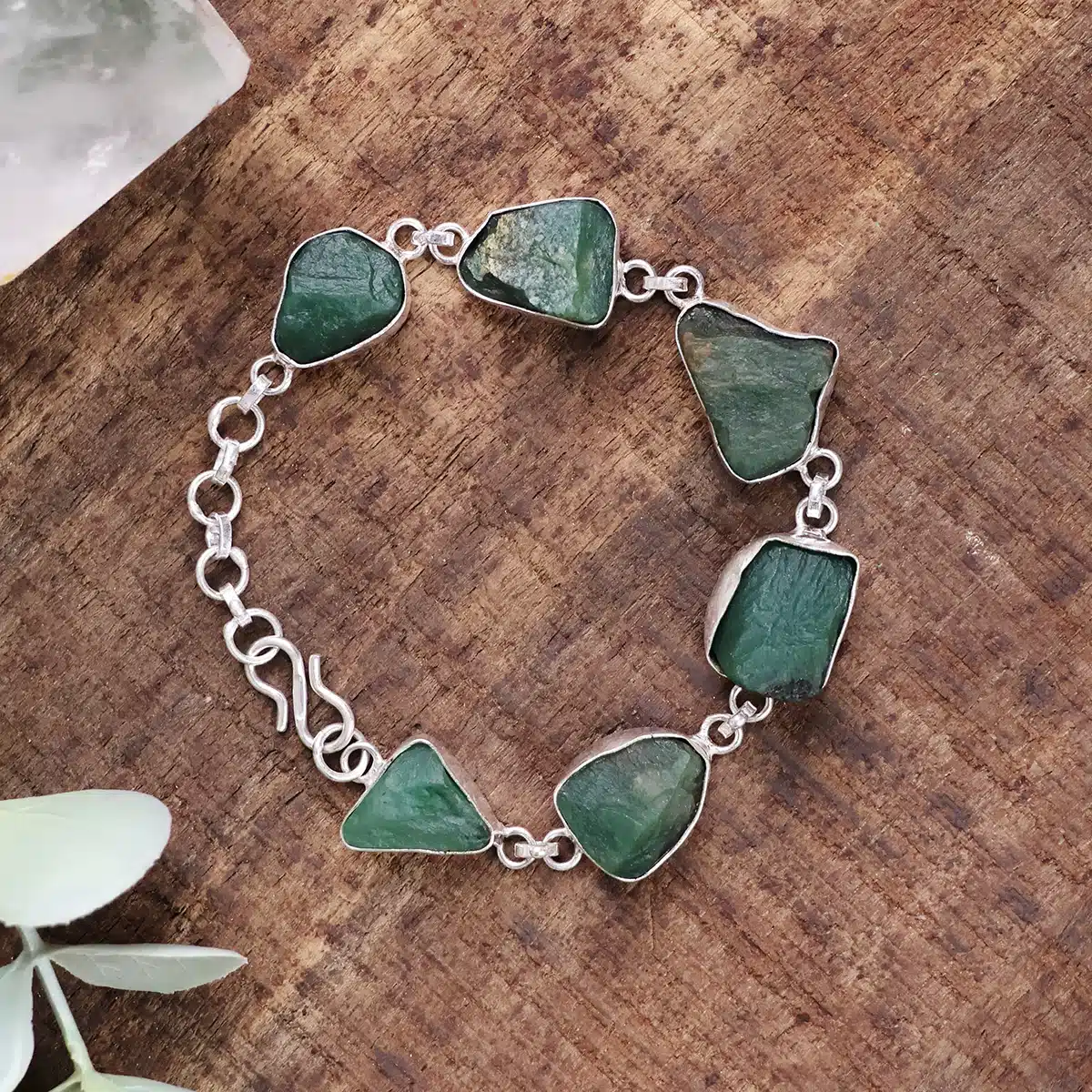 4 Green Jade Raw Bracelet