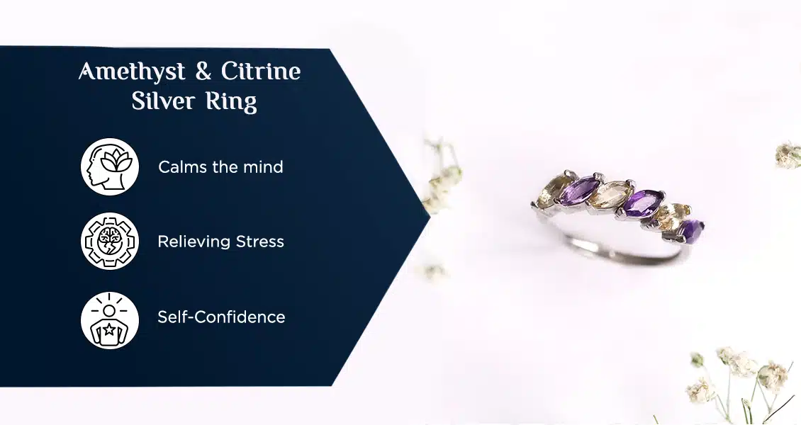 Amethyst & Citrine Silver Ring