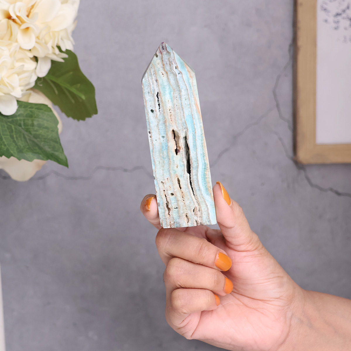 Hemimorphite Tower Point Shape-Shubhanjali Store (2) hemimorphite tower point shape