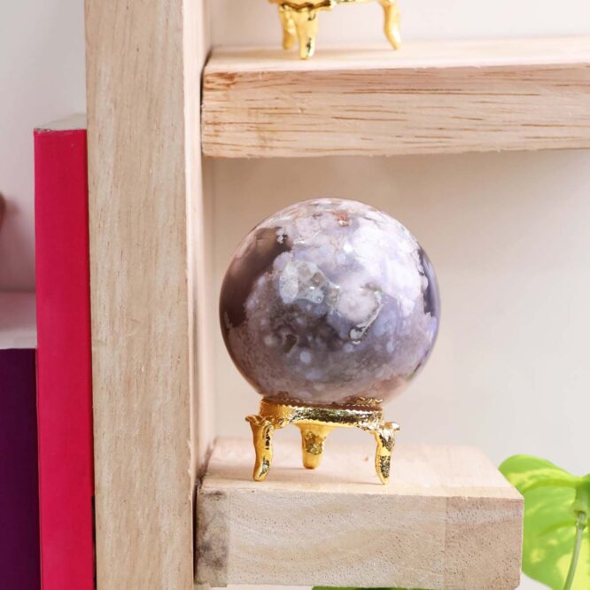 Shop Natural Black Flower Agate Sphere / Ball