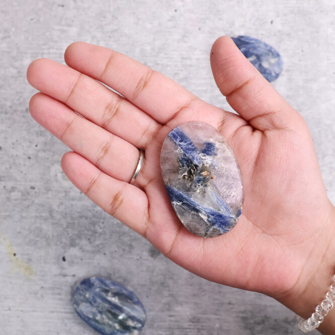 Shop Blue Kyanite Palm Stone for Meditation