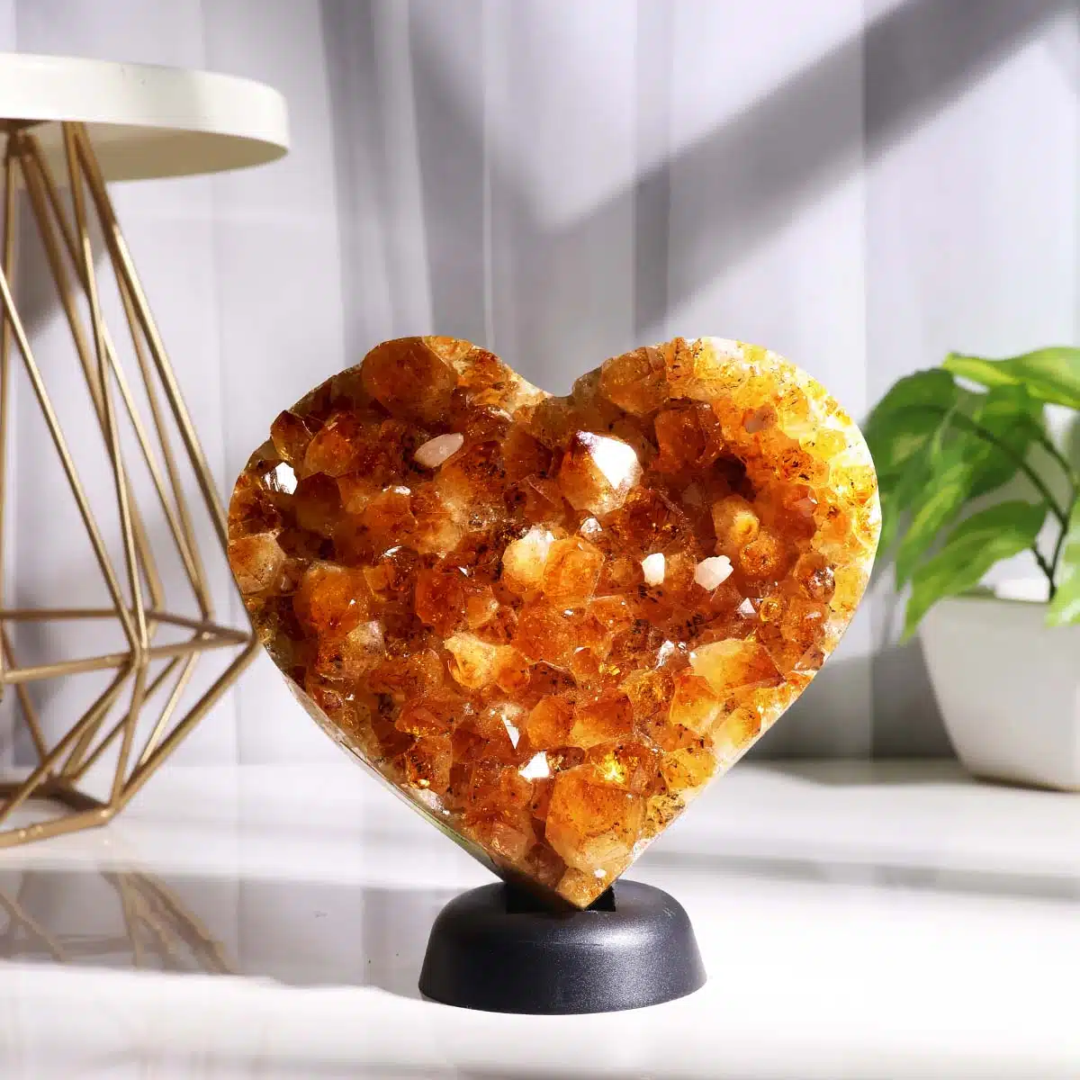 Shubhanjali-Citrine Cluster Heart Shape (5) Shop Natural Citrine Cluster Point Heart Shape Big