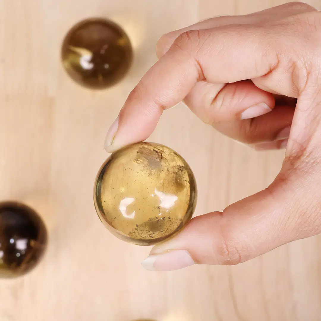 Shubhanjali-Citrine Sphere Ball With Stand (2) Shop Natural Citrine Sphere / Ball With Stand