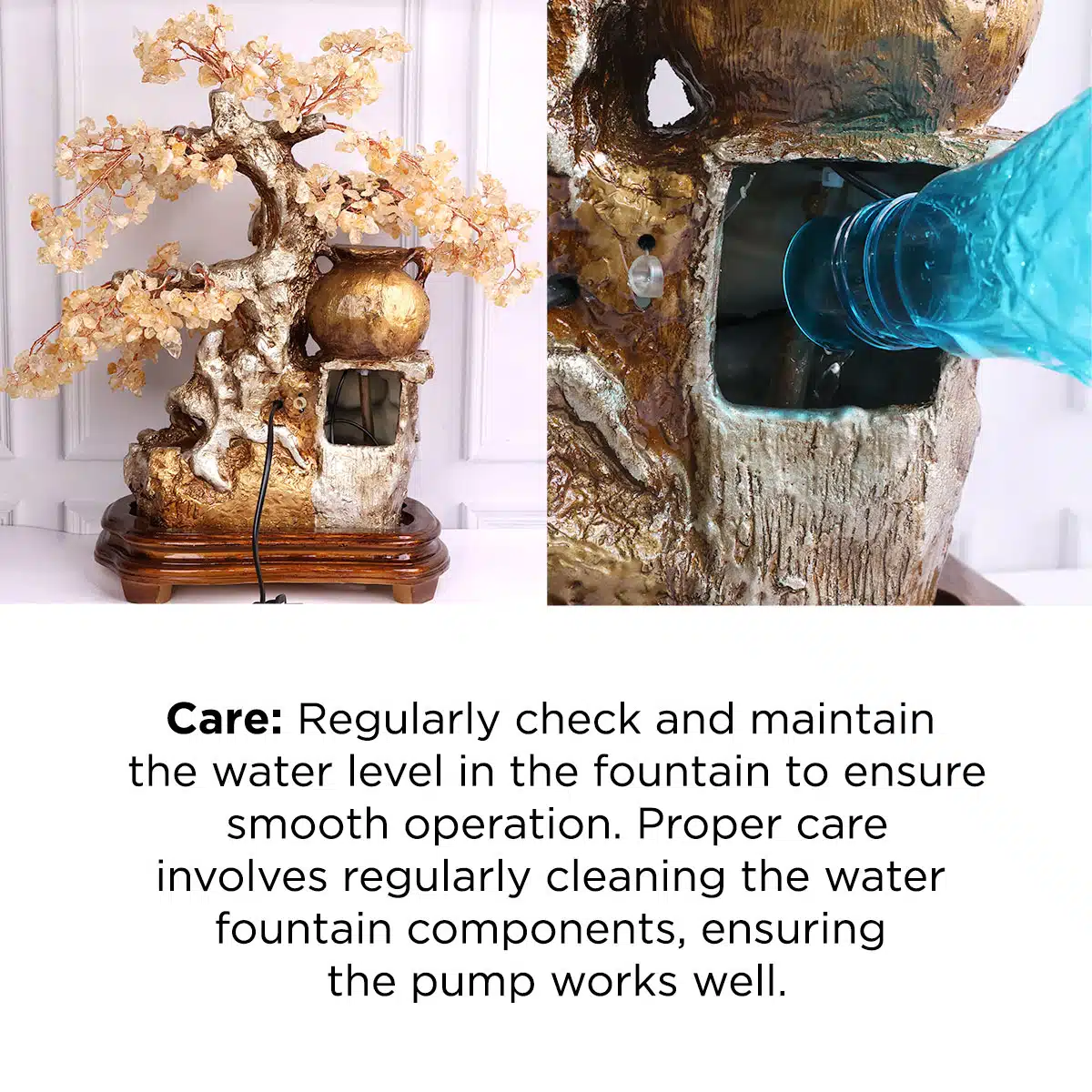 Shubhanjali-Citrine Tree In Chips Stone With Water Fountain Tree (3) Shop Citrine Tree In Chips Stone With Water Fountain Tree