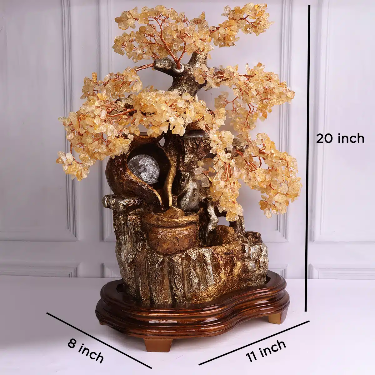 Shubhanjali-Citrine Tree In Chips Stone With Water Fountain Tree (4) Shop Citrine Tree In Chips Stone With Water Fountain Tree