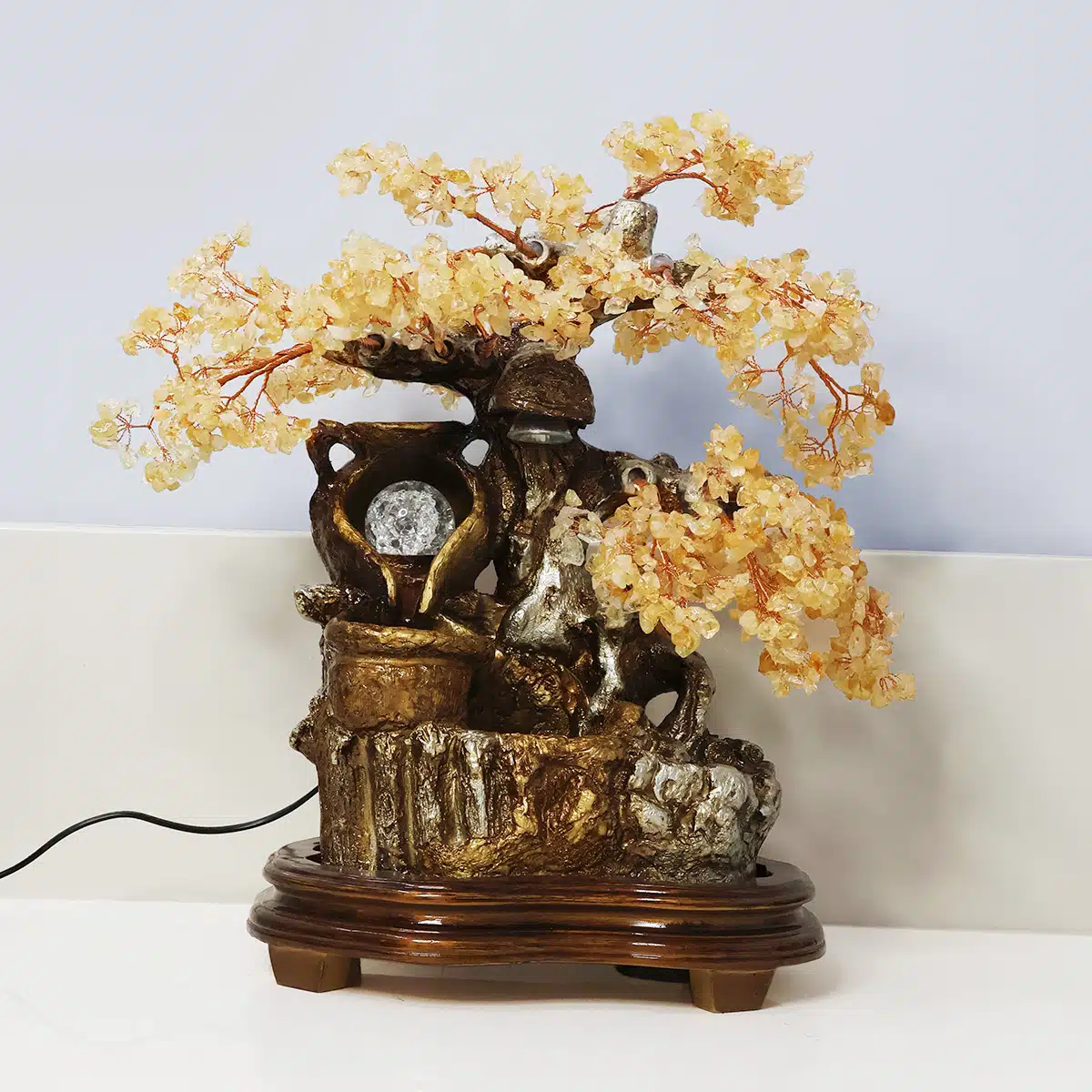 Shubhanjali-Citrine Tree In Chips Stone With Water Fountain Tree (5) Shop Citrine Tree In Chips Stone With Water Fountain Tree