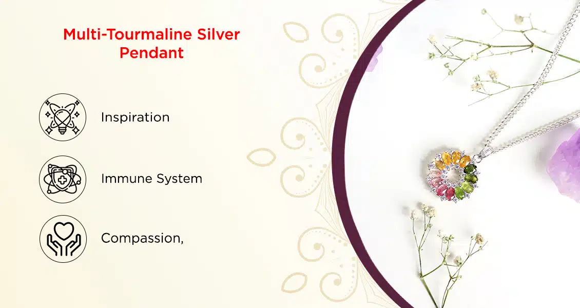 Shop Natural Multi-Tourmaline Pendant In Silver