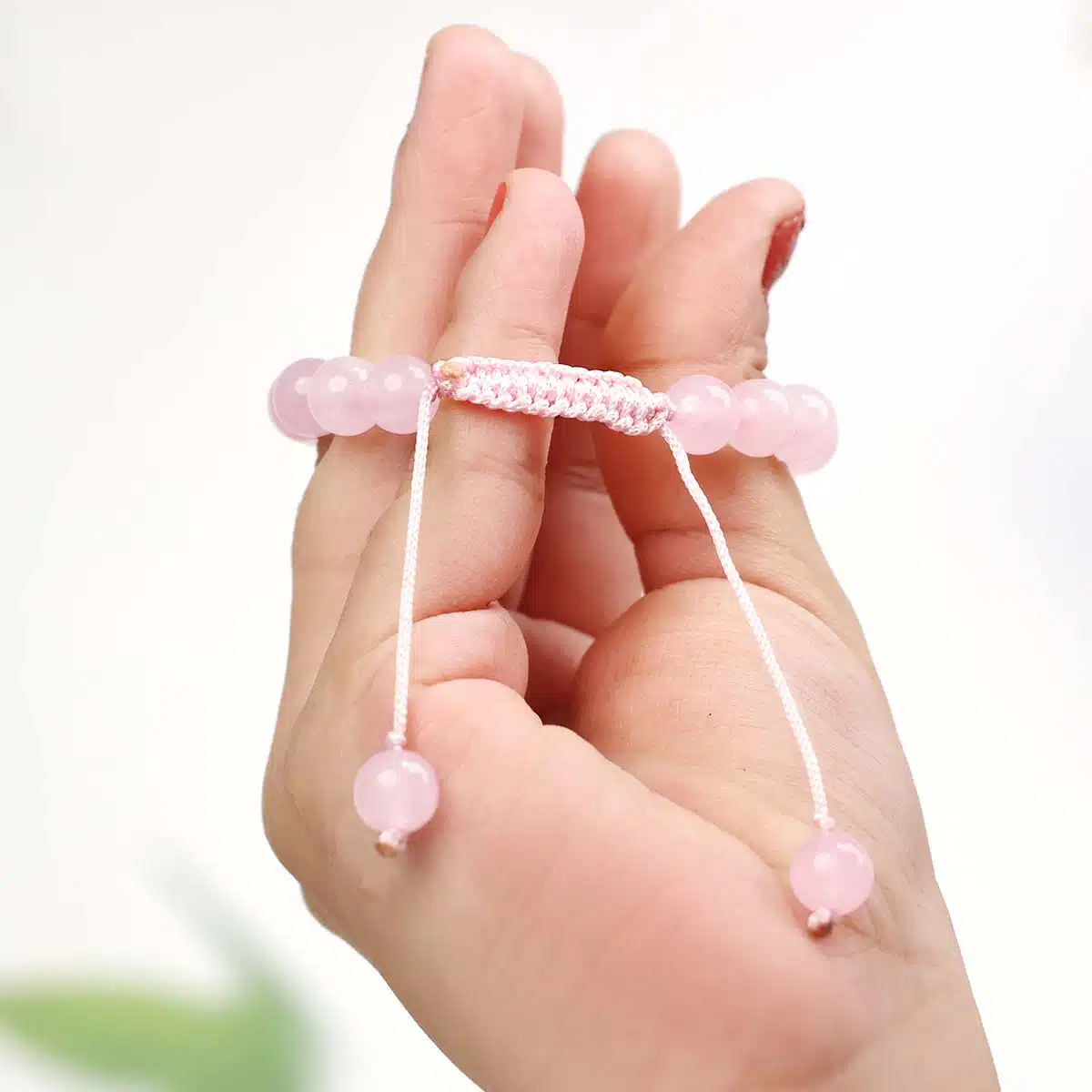 Shubhanjali-Rose Quartz Crystal Thread Bracelet (3) Shop Natural Rose Quartz Crystal Thread Bracelet 8mm