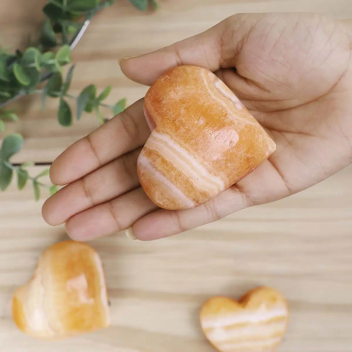 Shubhanjali-Yellow Calcite Heart Stone Shop Natural Yellow Calcite Heart Crystal Stone