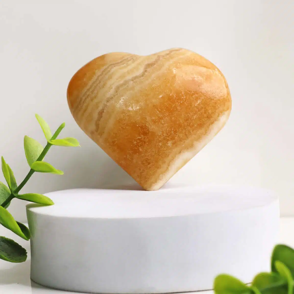 Shubhanjali-Yellow Calcite Heart Stone_1 Shop Natural Yellow Calcite Heart Crystal Stone