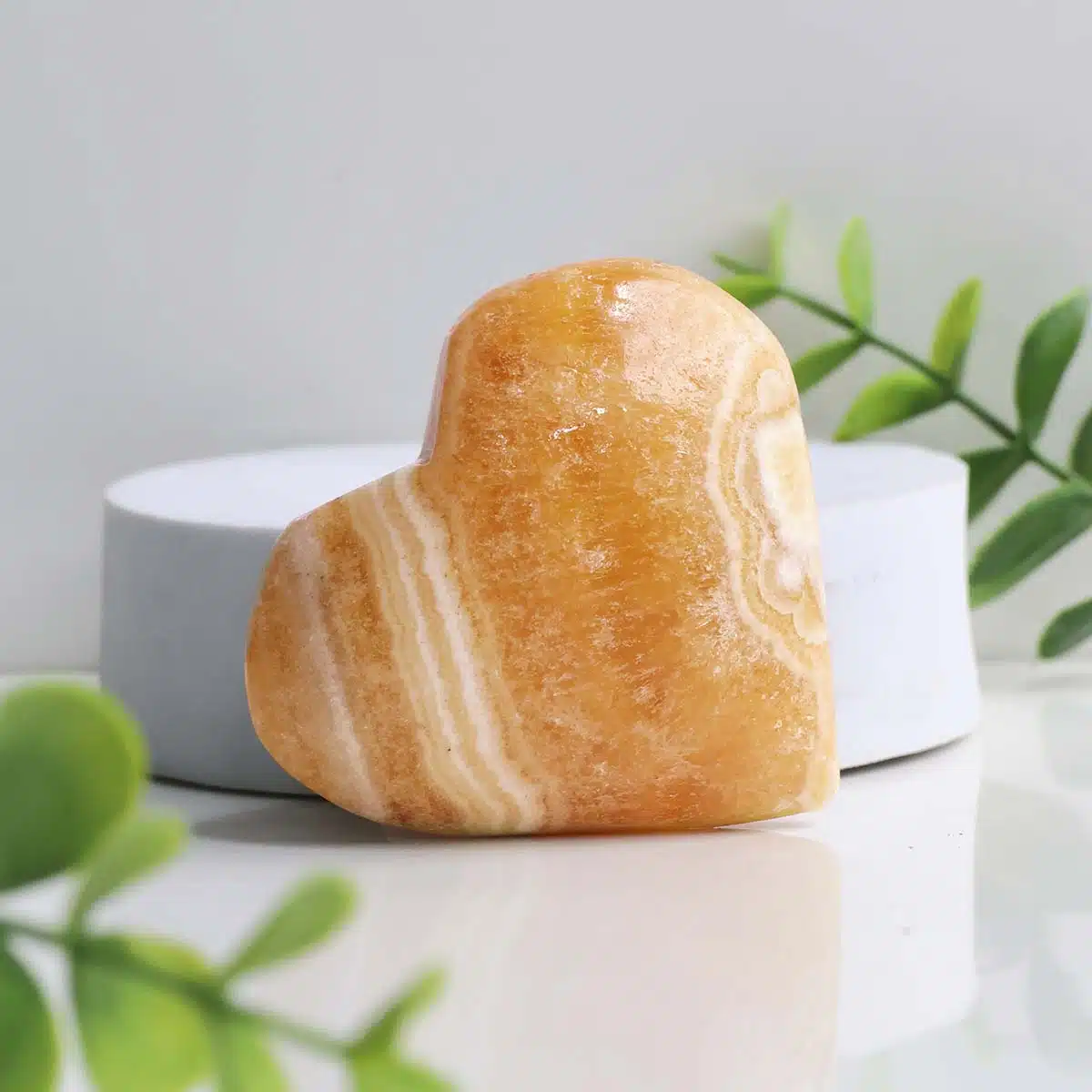 Shubhanjali-Yellow Calcite Heart Stone_2 Shop Natural Yellow Calcite Heart Crystal Stone