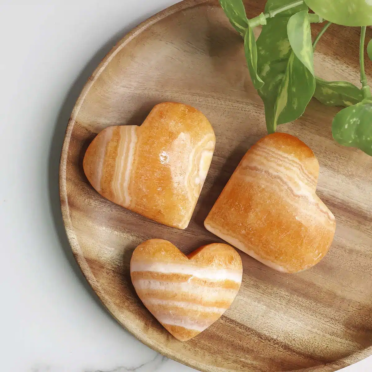 Shubhanjali-Yellow Calcite Heart Stone_3 Shop Natural Yellow Calcite Heart Crystal Stone