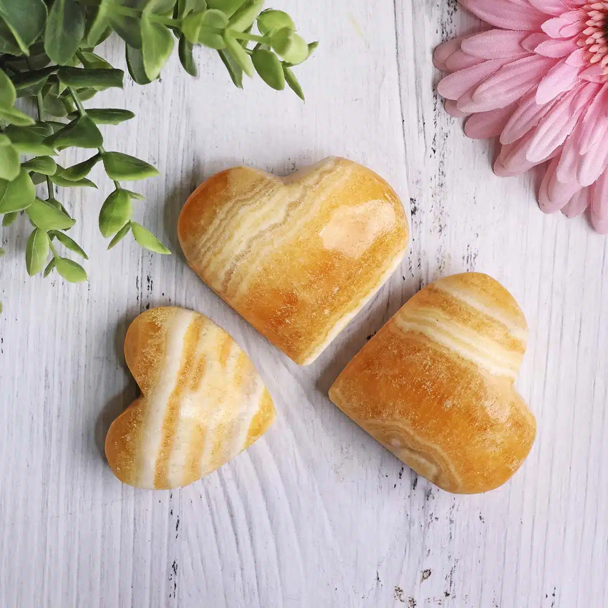 Shubhanjali-Yellow Calcite Heart Stone_5 Shop Natural Yellow Calcite Heart Crystal Stone