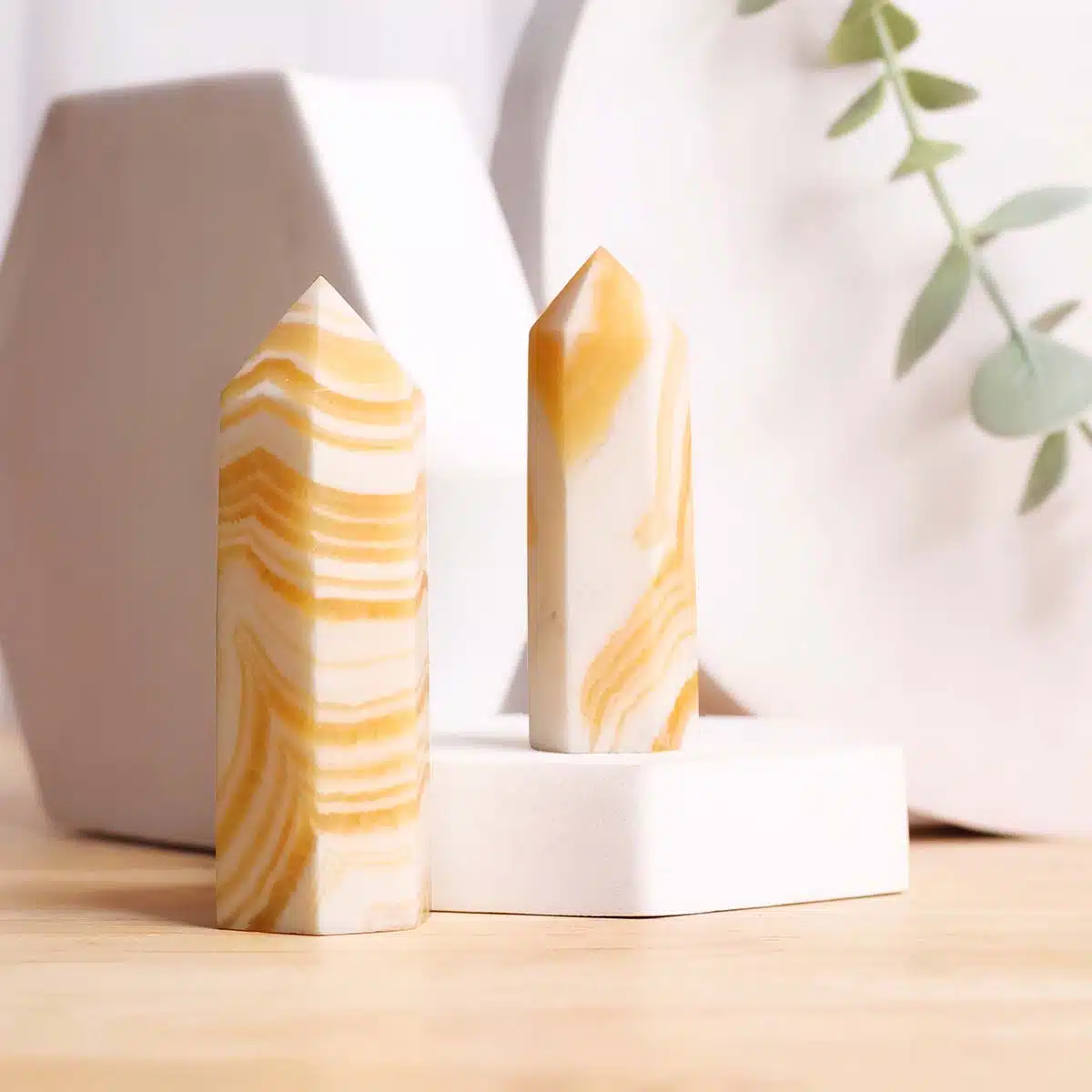 Shubhanjali-Yellow Calcite In Pencil Point (2) Shop Natural Yellow Calcite Crystal In Pencil Point