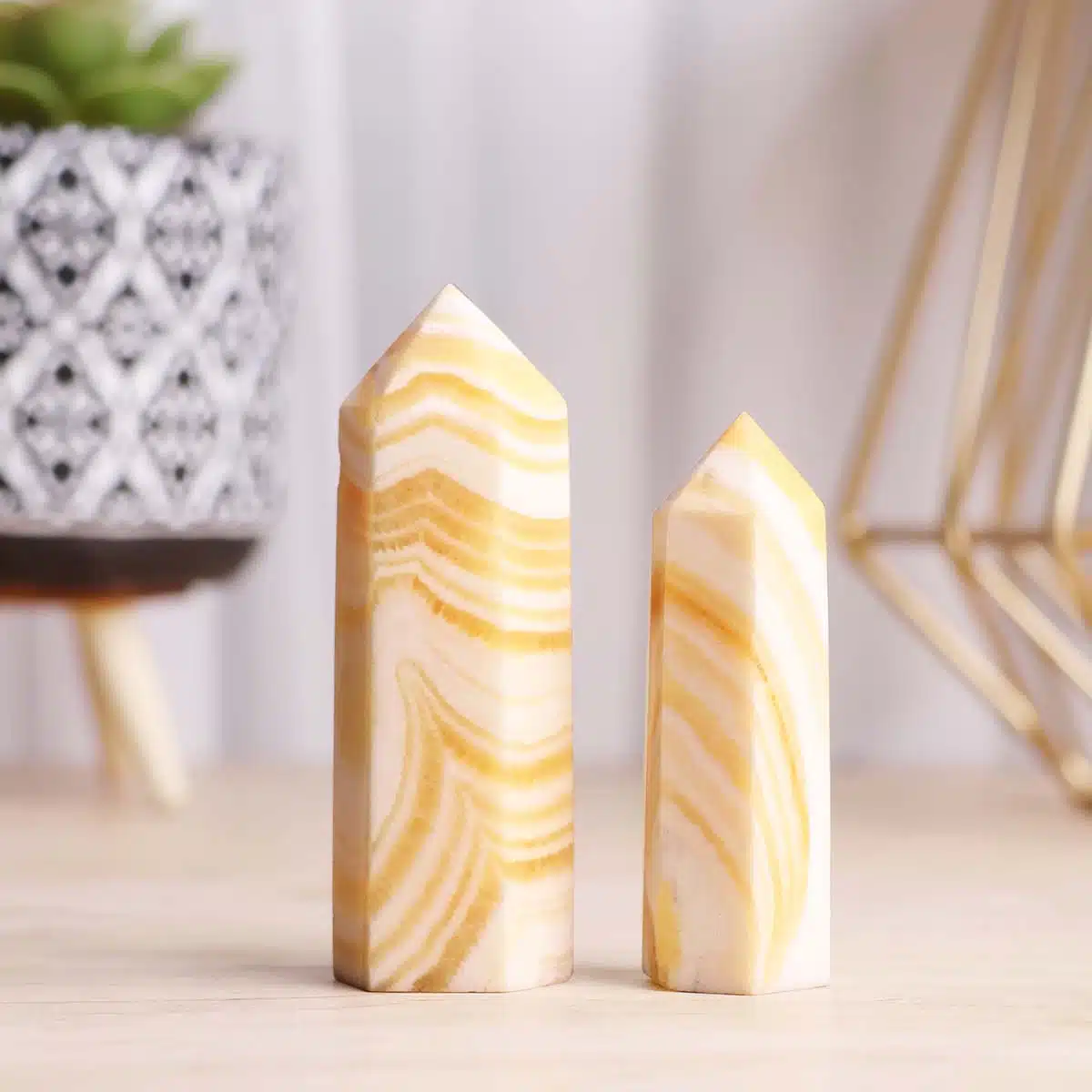 Shubhanjali-Yellow Calcite In Pencil Point (4) Shop Natural Yellow Calcite Crystal In Pencil Point