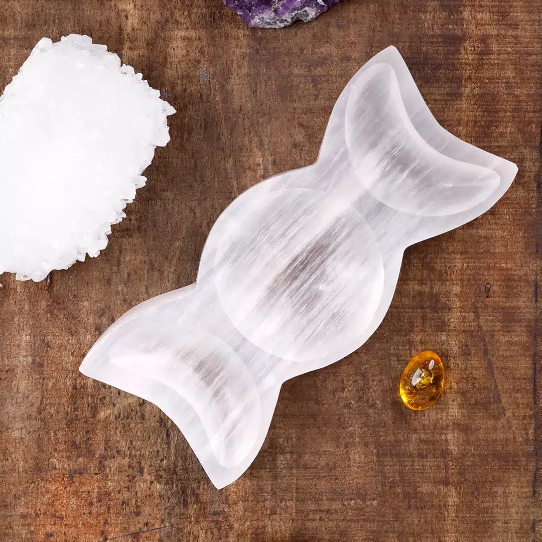 Shubhanjali-Selenite 3 Moon Bowl (1) Shop Selenite 3 Moon Bowl, for Crystal Cleansing, Charging