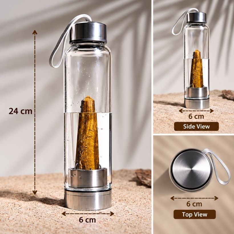 Glass Water Bottle With Tiger Eye Pencil glass water bottle with tiger eye pencil