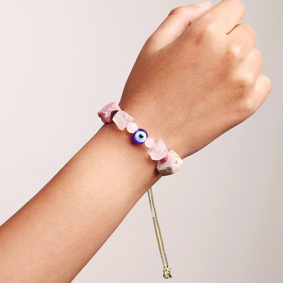 Love Bracelet In Raw Stone, Evil Eye Protection (1)