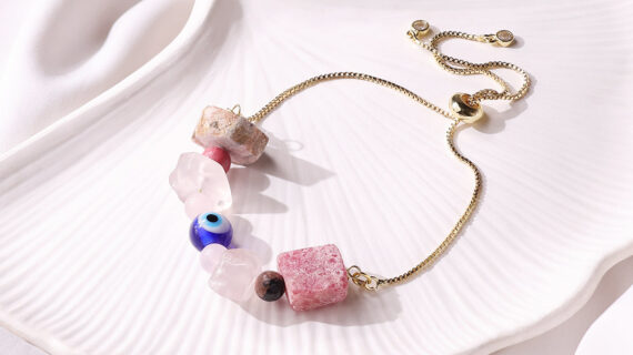 Love Bracelet In Raw Stone, Evil Eye Protection