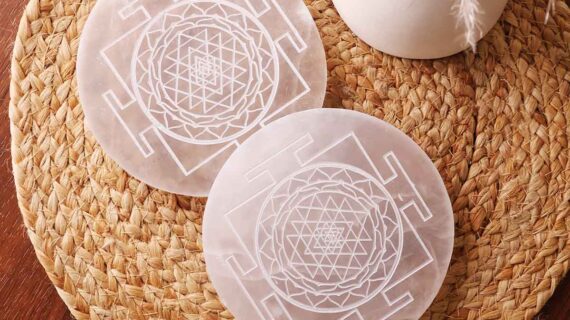 Selenite Shree Yantra Plate