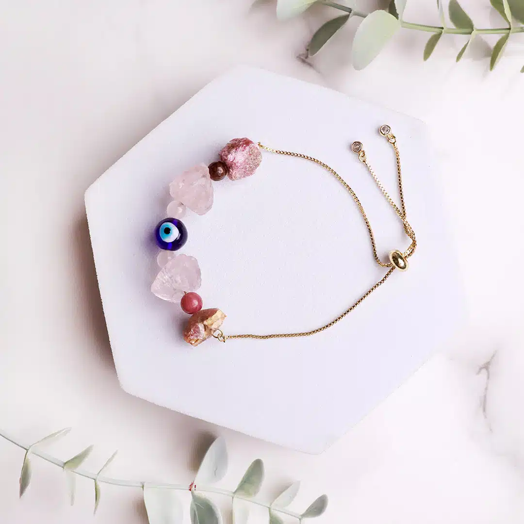 Shubhanjali-Love Bracelet In Raw Stone (1) Shop Love Bracelet In Raw Stone, Evil Eye Protection
