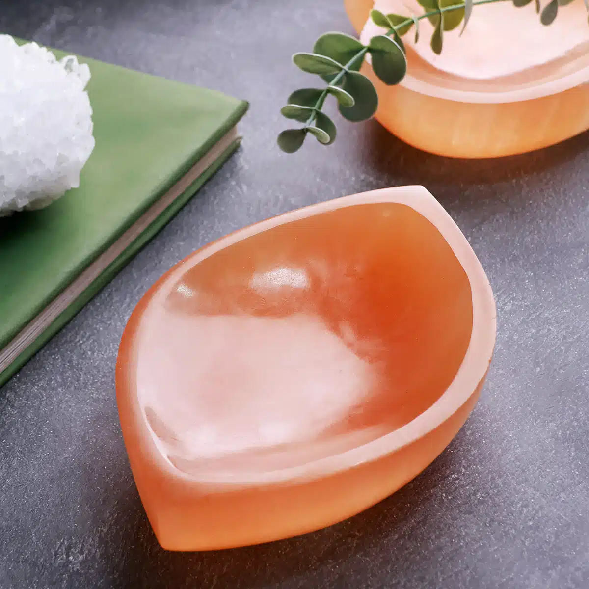 Shubhanjali-Orange Selenite Eye Shape Bowl (2) Shop Orange Selenite Eye Shape Bowl