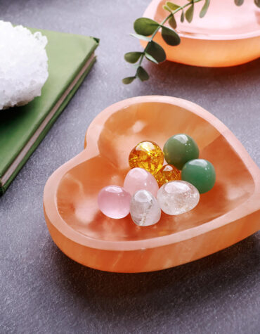 Shop Orange Selenite Heart Shape Bowl