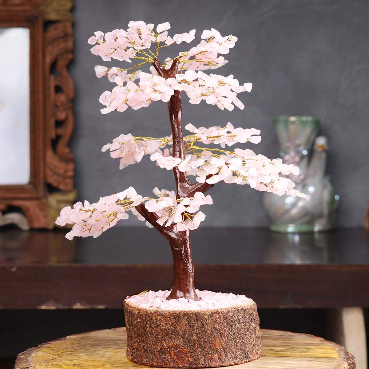 Shop Rose Quartz M-Seal Crystal Tree, Golden Wire