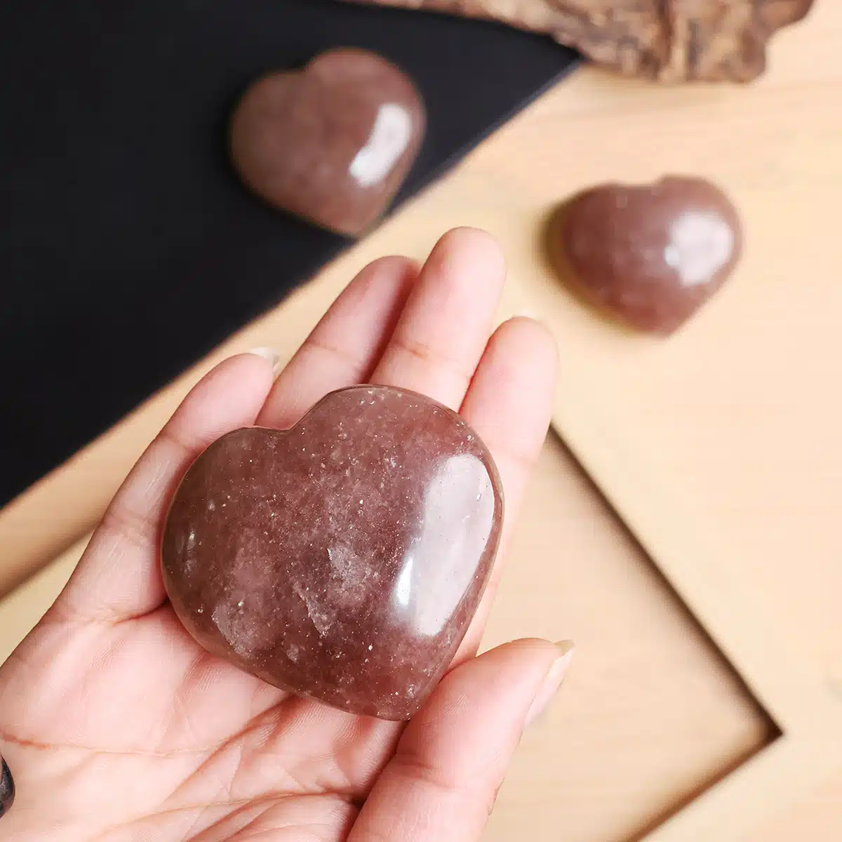 Shubhanjali-Strawberry Quartz Stone In Heart Shape (2) Shop Natural Strawberry Quartz Stone In Heart Shape