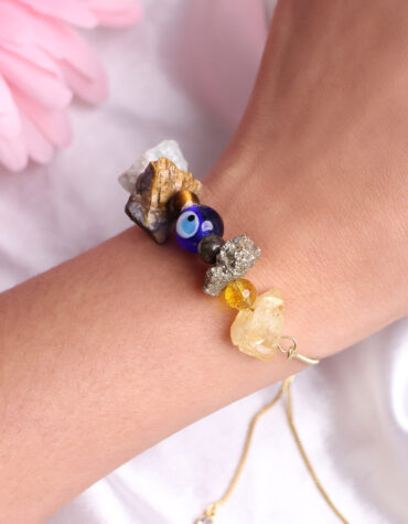 Shop Wealth Bracelet In Raw Stone, Evil Eye Protection