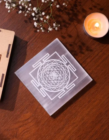 selenite shree yantra plate
