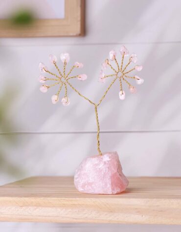 rose quartz chips tree in raw base