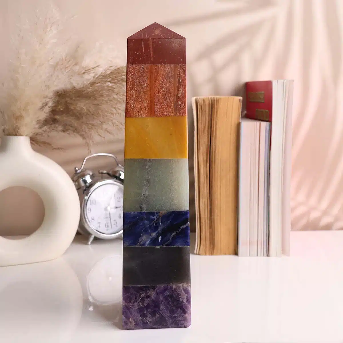 Shubhanjali-7 Chakra Stone Big Tower Point (1) Shop Natural 7 Chakra Stone Polished Big Tower Point