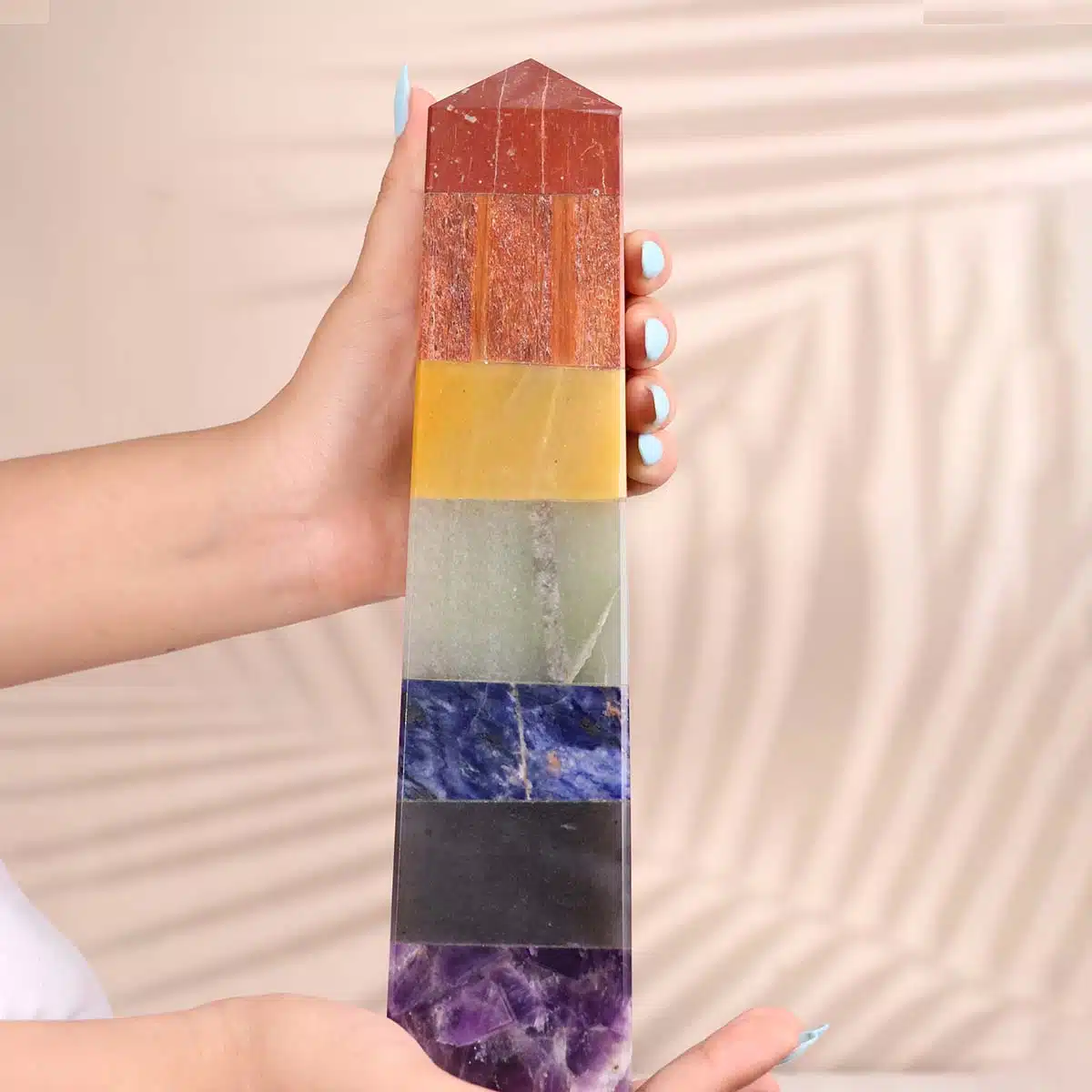 Shubhanjali-7 Chakra Stone Big Tower Point (2) Shop Natural 7 Chakra Stone Polished Big Tower Point