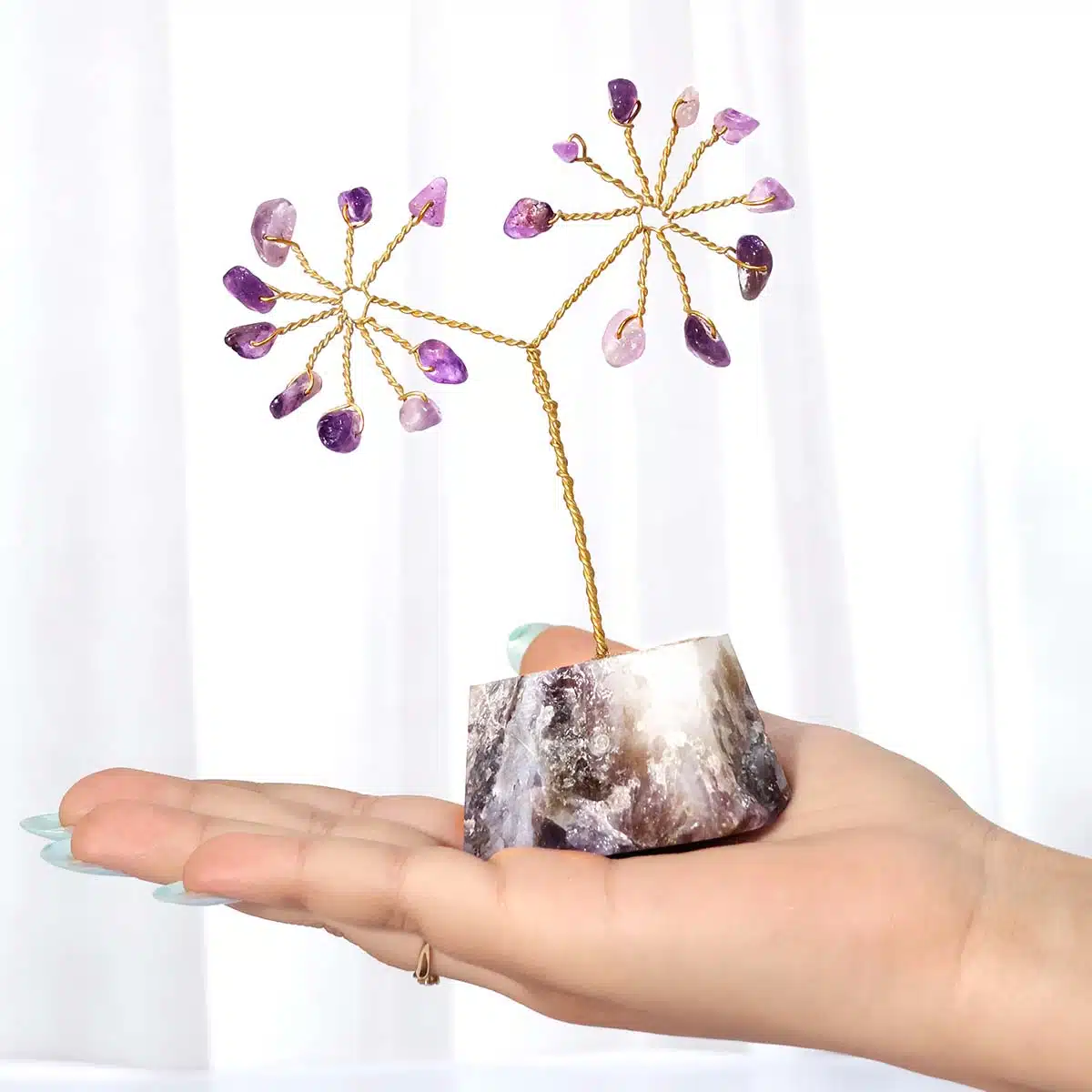 Shubhanjali-Amethyst Chips Tree In Raw Base (3) Shop Natural Amethyst Chips Tree In Raw Base