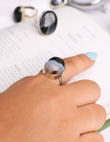 Shop Natural Black Sulemani Crystal Stone Ring