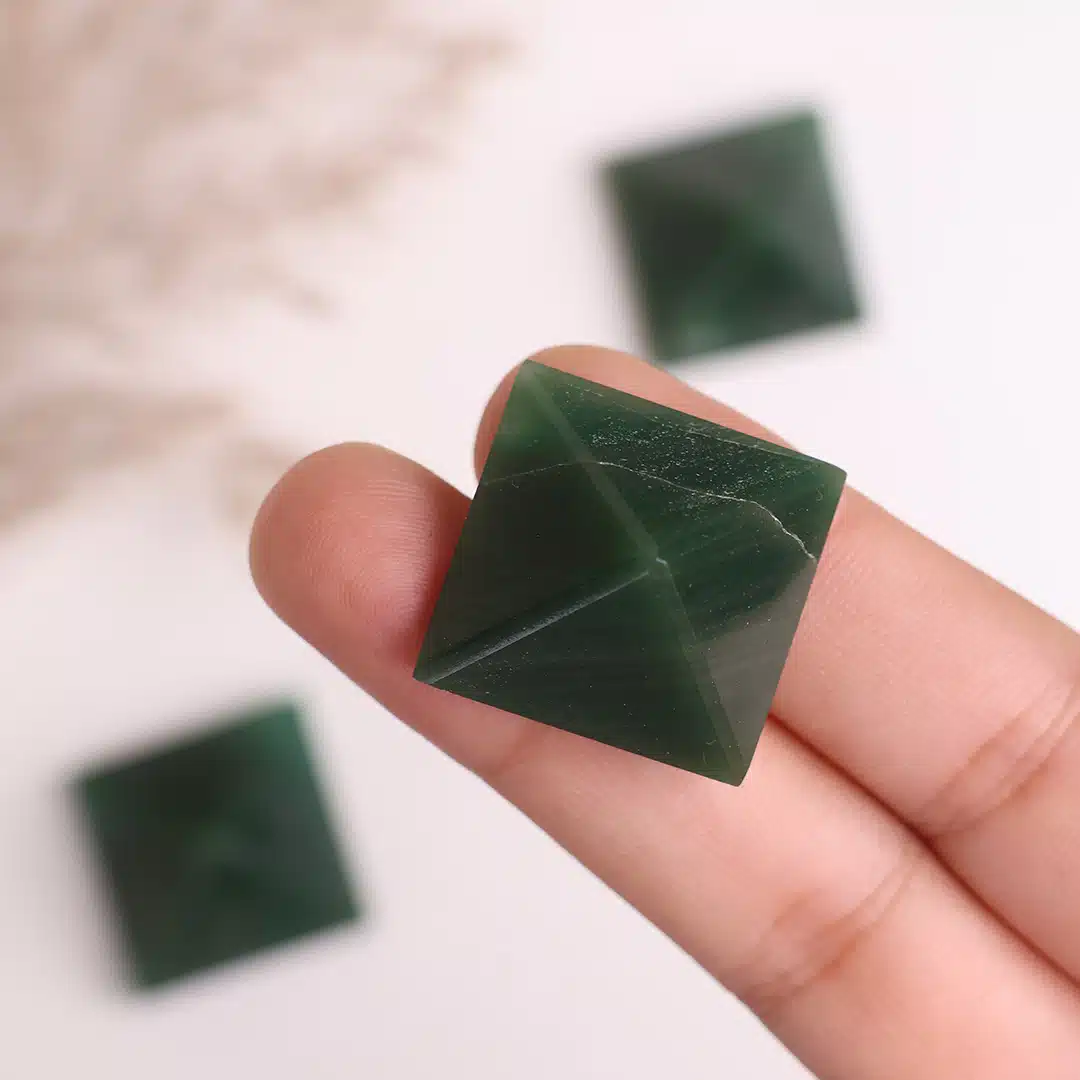 Shubhanjali-Green Jade Small Pyramid Shop Natural Green Jade Crystal Small Pyramid Shape