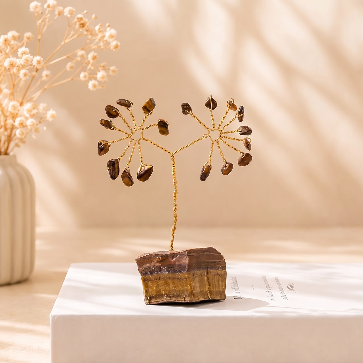 Tiger Eye Chips Tree In Raw Base-Shubhanjali Store (1) tiger eye chips tree in raw base