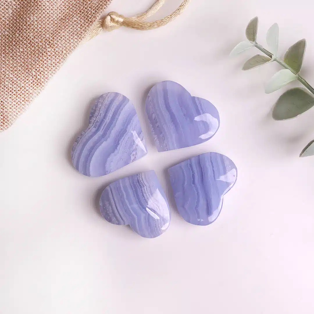 Blue Lace Agate In Heart Shape Carved (2) Shop Natural Blue Lace Agate In Heart Shape Carved