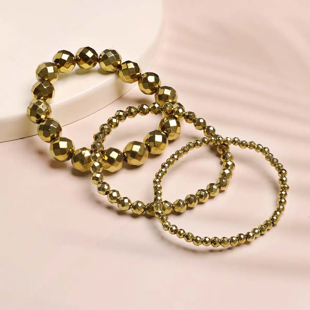 Golden Colour Hematite Round Beads Bracelet (2) Shop Golden Colour Hematite Round Beads Bracelet
